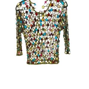 Multicolor Embellished Sequin knit topper